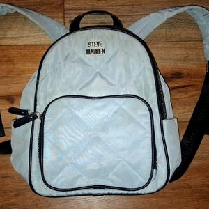 Steve Madden White and Black Quilted Backpack